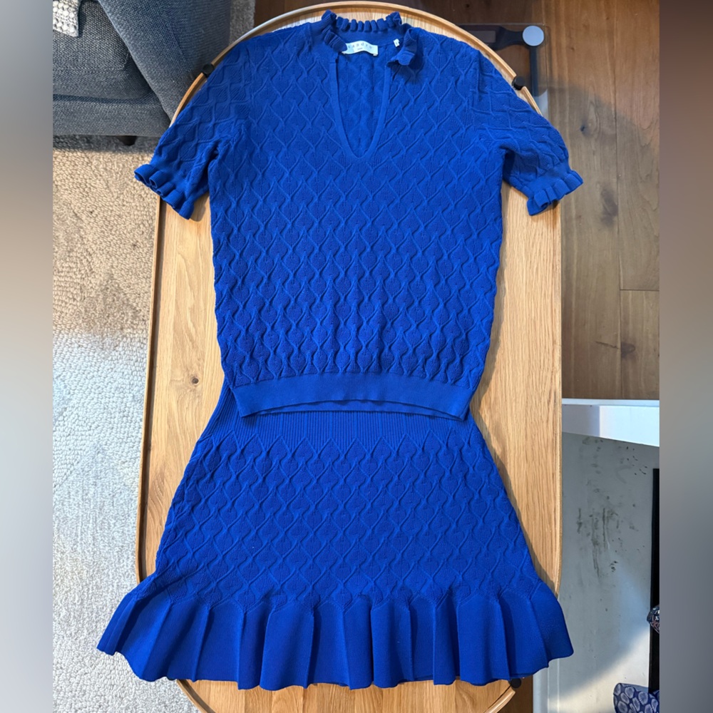 Sandro Royal Blue Knit Sweater and Skirt